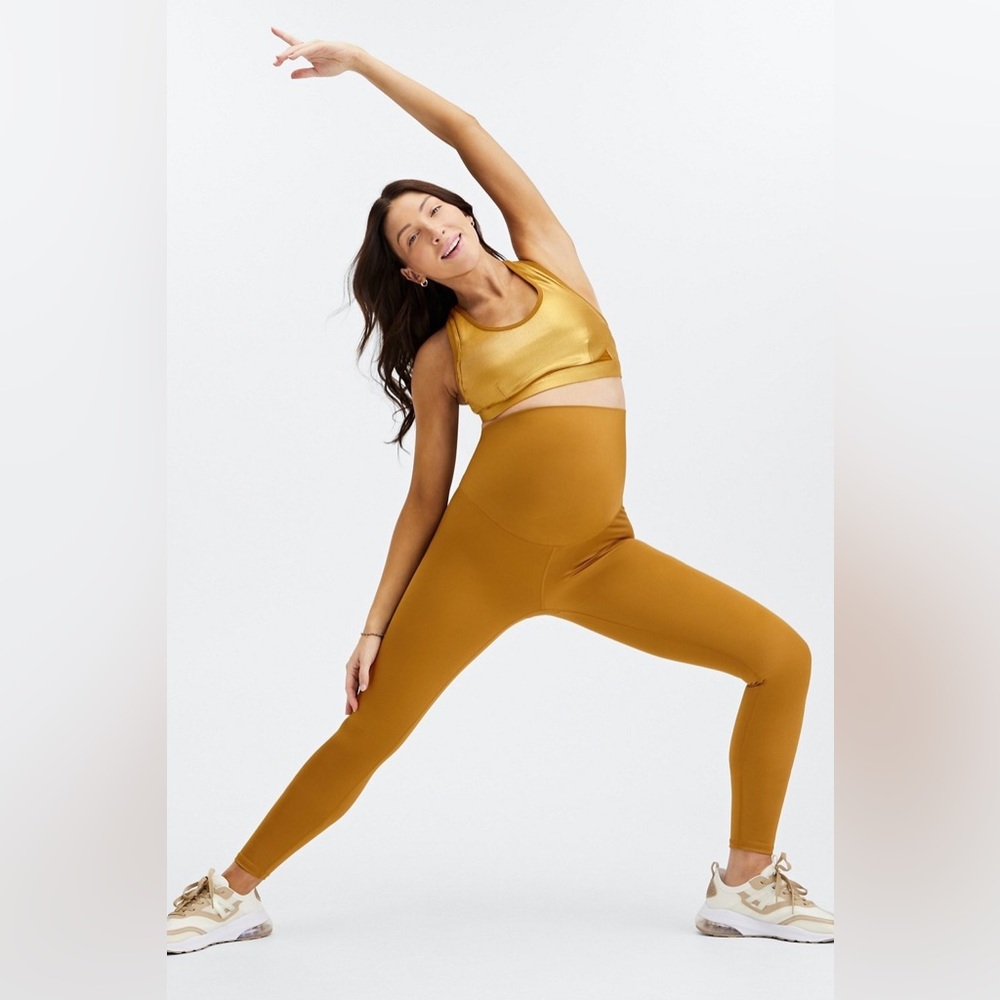 Fabletics shiny high waisted maternity legging in dark bronze